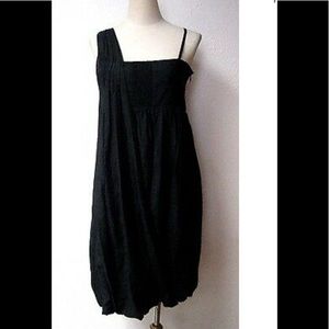 Black smocked asymmetrical Dress